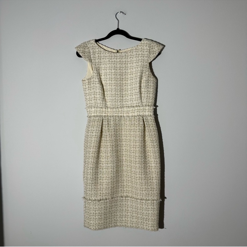 Badgley Mischka Gold & Metallic Bateau Neckline Knee-Length Dress Size 6